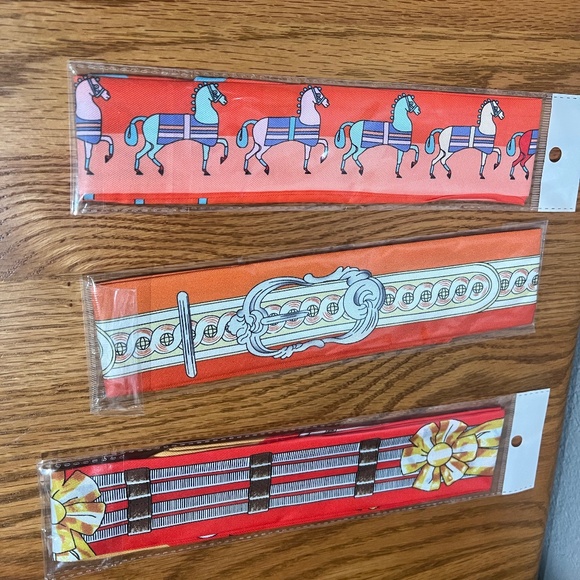 3 New Satin Fashion Twilly Purse Scarves handle ties bows Headbands Bows 37x2.5 - Picture 1 of 3